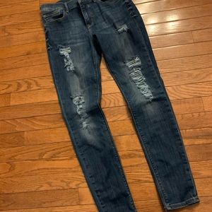 Express distressed skinny jeans